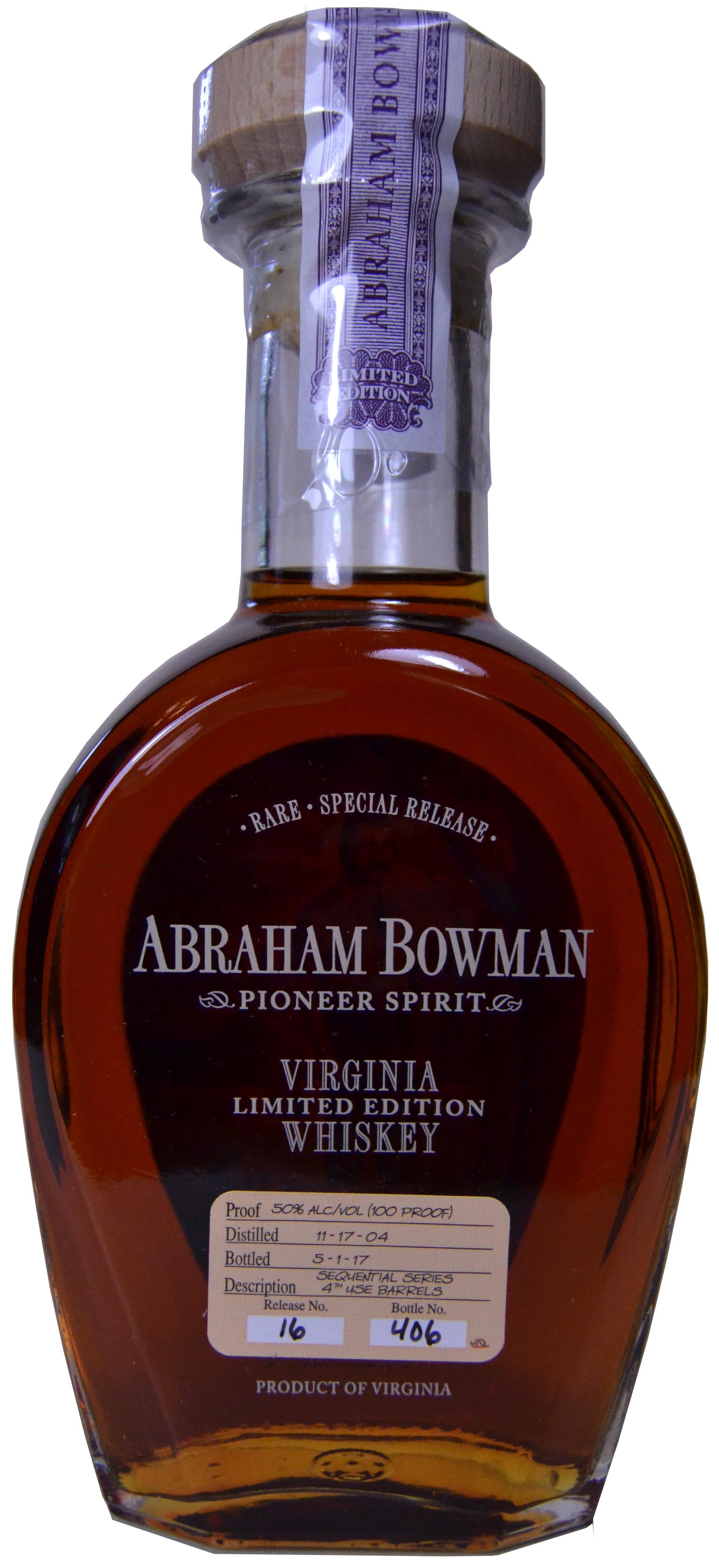 Abraham Bowman Sequential Series 2nd Use Barrels Whiskey