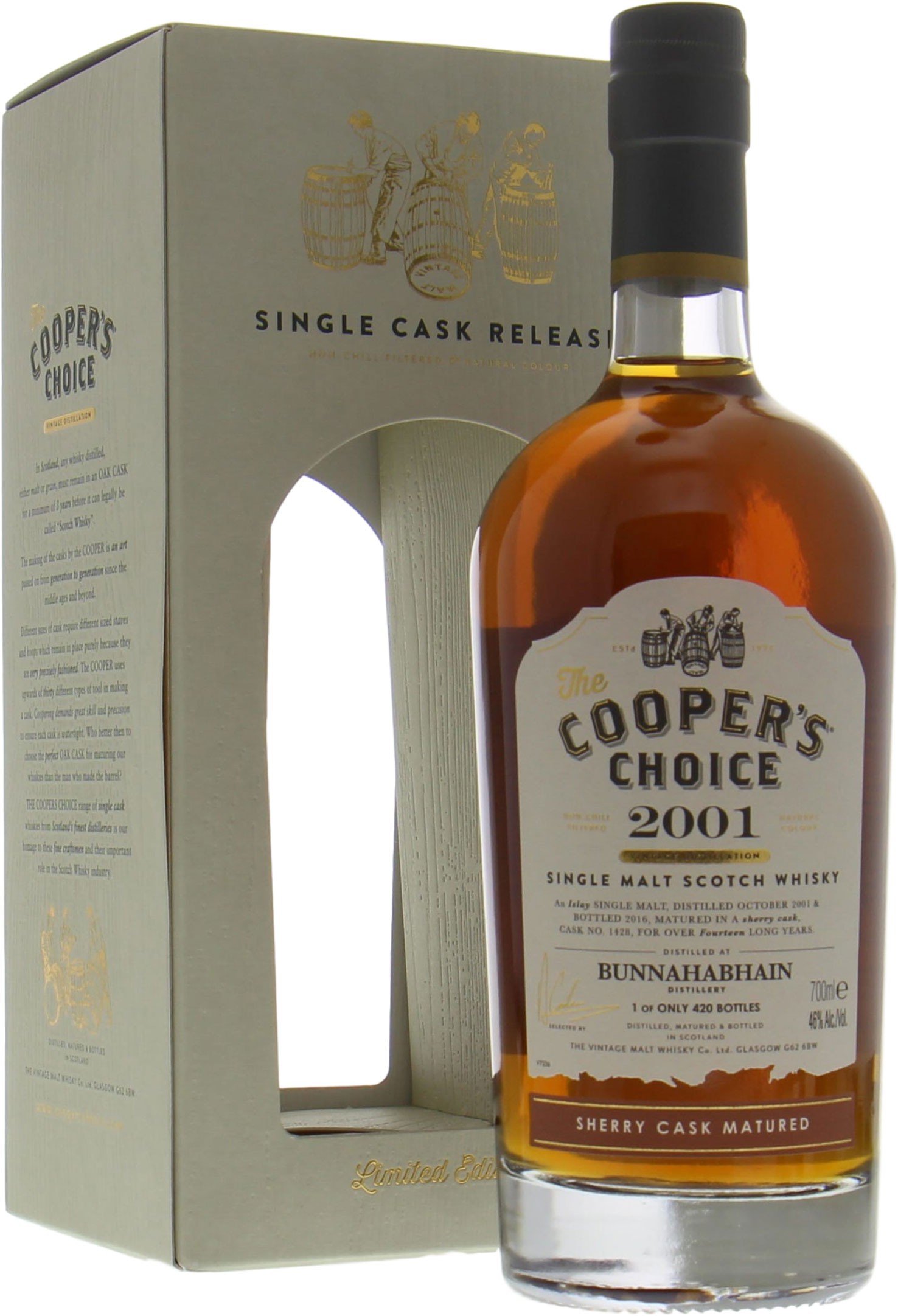 Cooper's Choice Bunnahabhain 14 Year Single Malt Scotch Whisky 2001