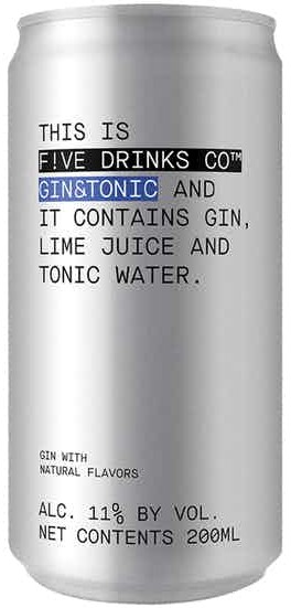 Five Drinks Gin and Tonic