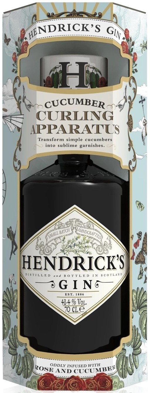 Hendrick's Small Batch Gin With Cucumber Curling Apparatus Gift Pack