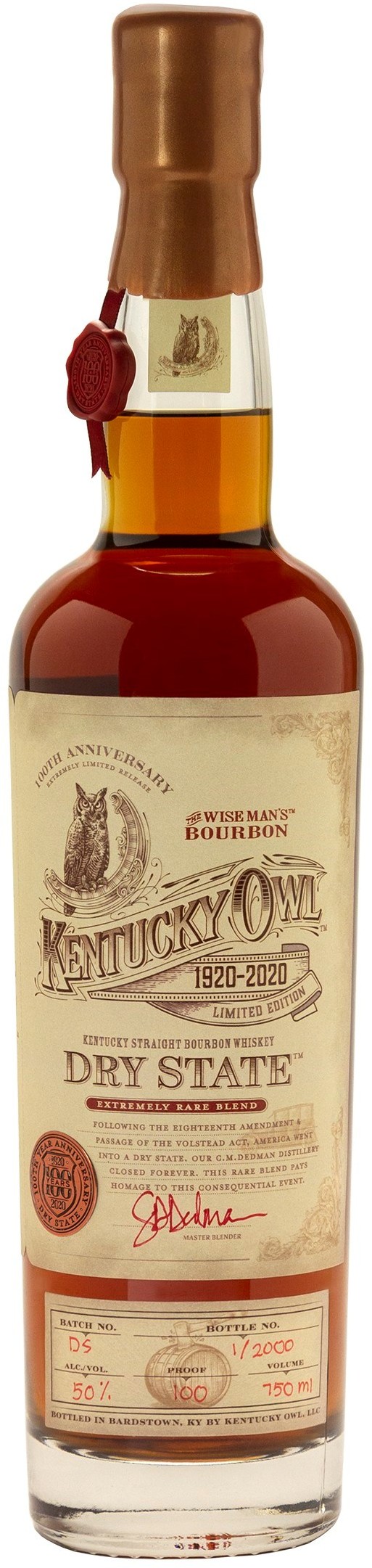 Kentucky Owl 100th Anniversary Dry State Bourbon